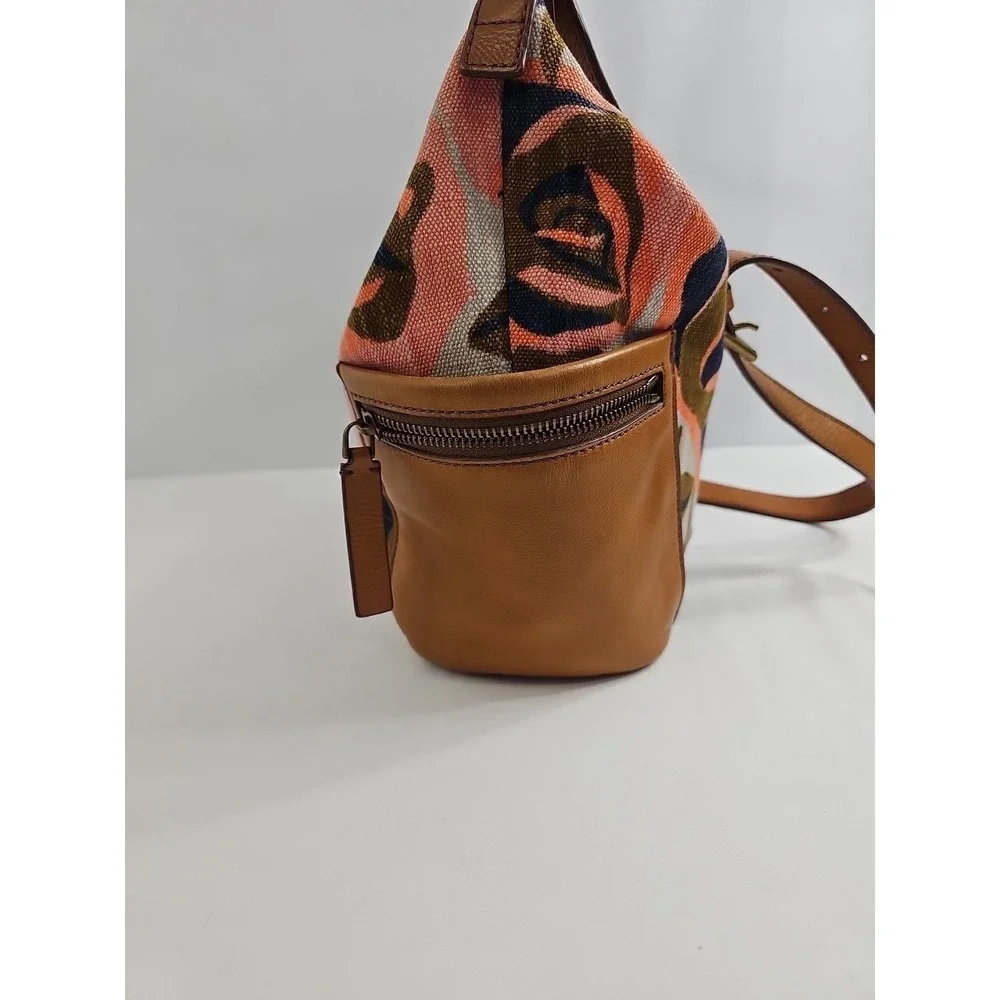 VTG Fossil Shoulder Bag Leather Accents - Canvas Hobo